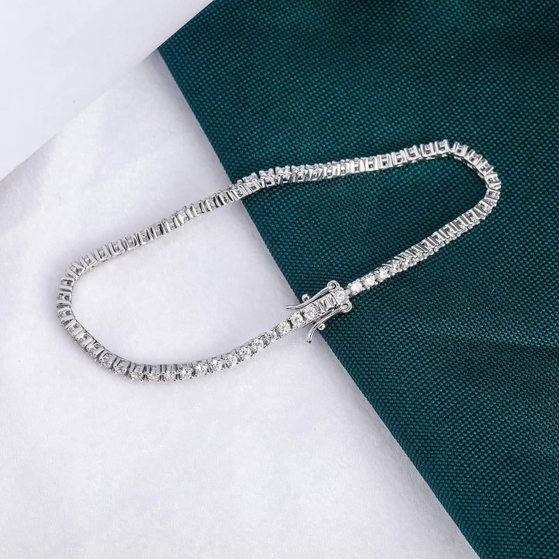 TIKJE 925 Sterling Silver 2-7mm Cubic Zirconia Classic Tennis Bracelet | White Gold Bracelets for Women | Size 6-8.5 inches - Image 4
